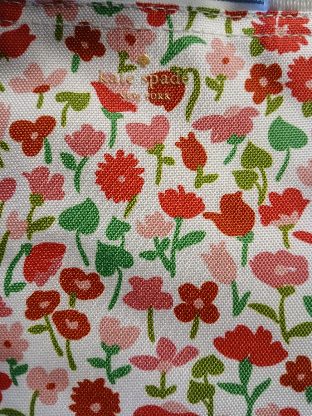 kate spade Floral Canvas Pouch in Pink, Coral & Green